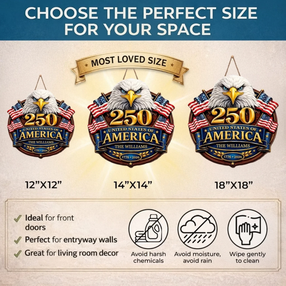 Custom Wood Sign - Personalized America 250th Anniversary Gifts - Proud Hearts Stand United