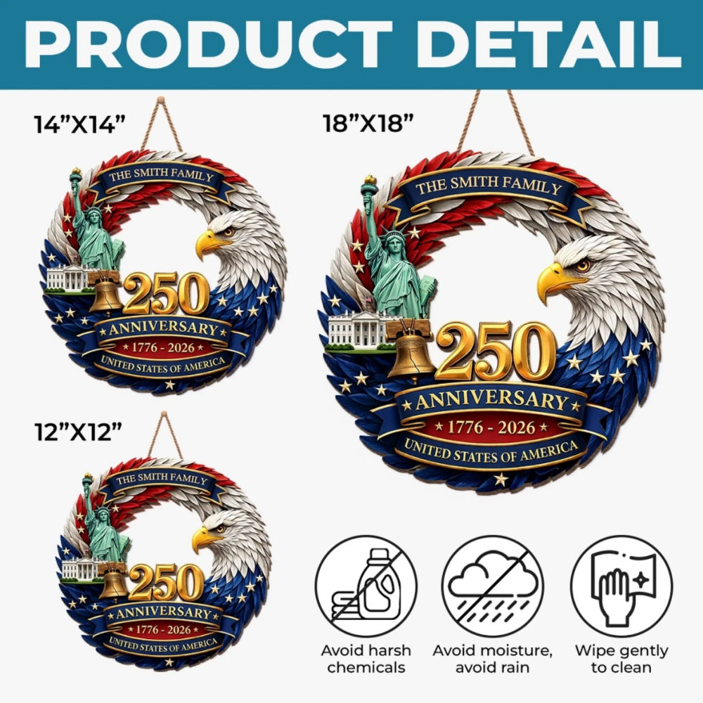 Custom Wood Sign - Personalized America 250th Anniversary - Home Of The Proud