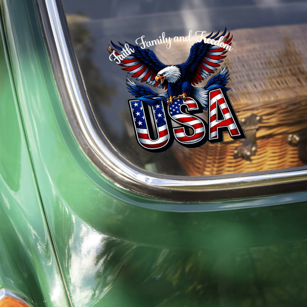 Faith, Family & Freedom America 250 Years Car Window Decal Sticker