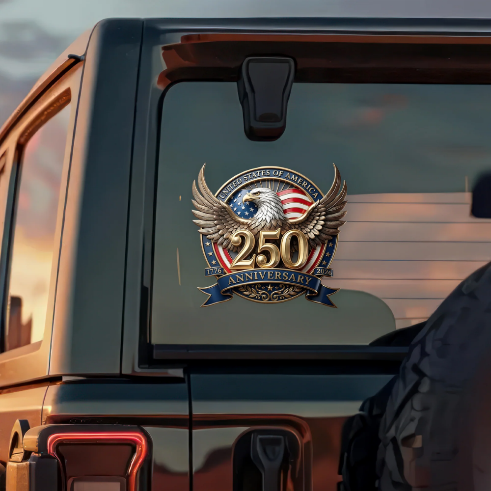 Eagles Flag USA 250th Anniversary Patriotic Car Window Decal Sticker