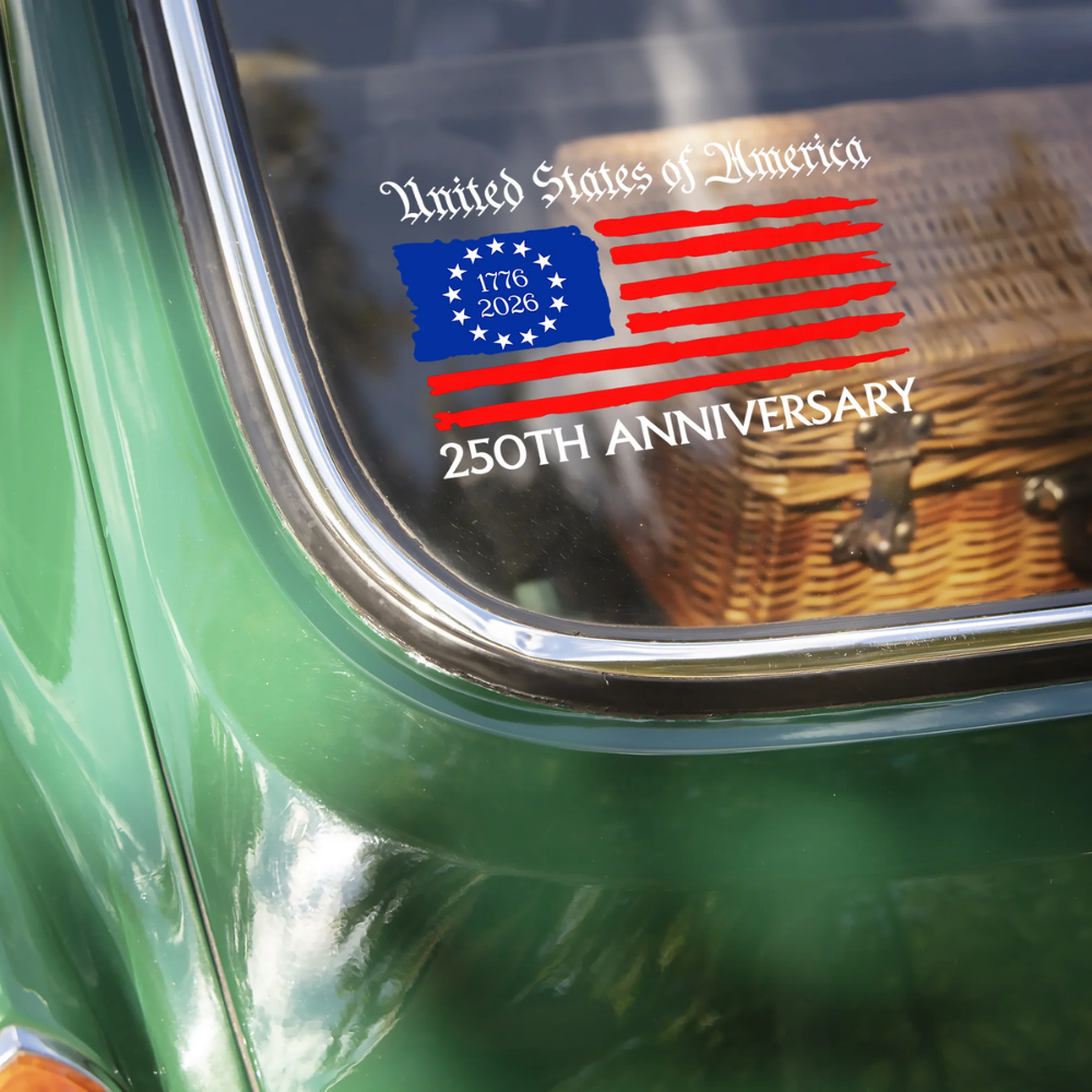 United States of America 250th Anniversary - Celebrate USA Birthday 1776-2026 Car Window Decal Sticker