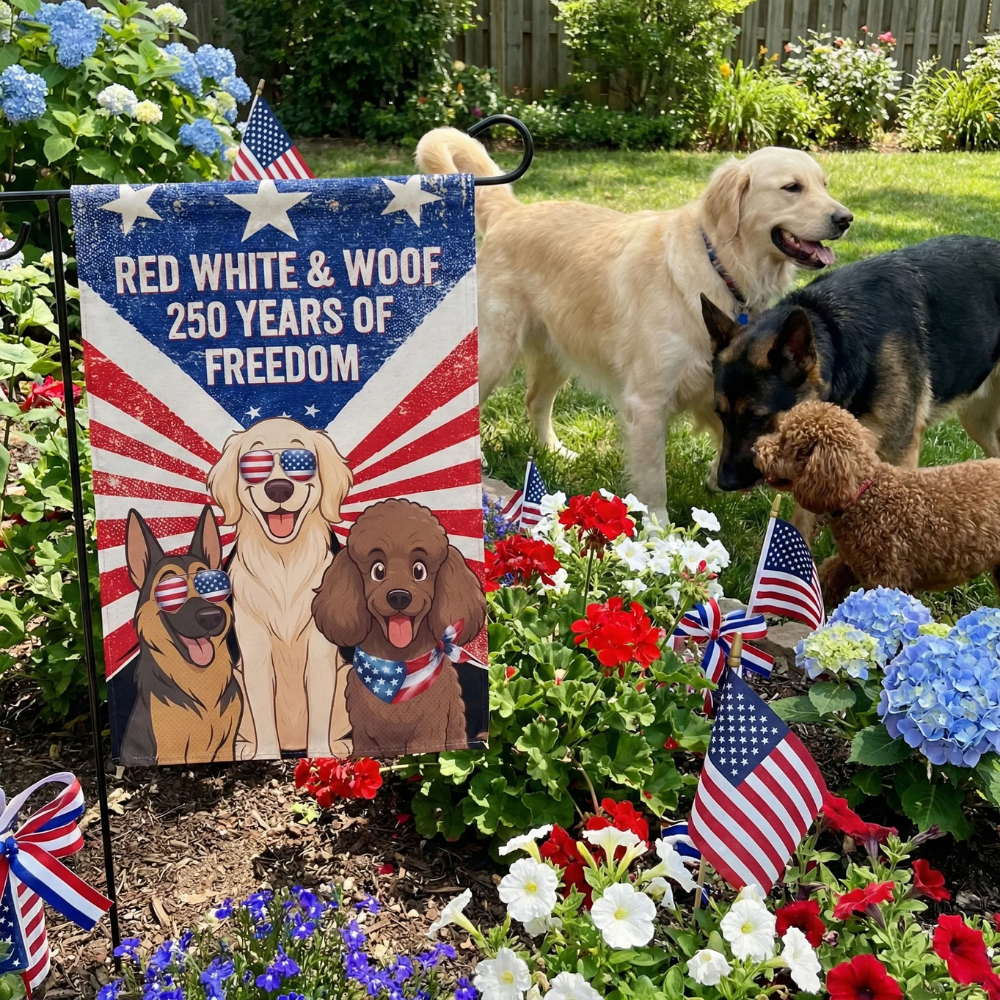 Red White & Woof 250 Years Of Freedom - Vintage Version - Personalized Flag