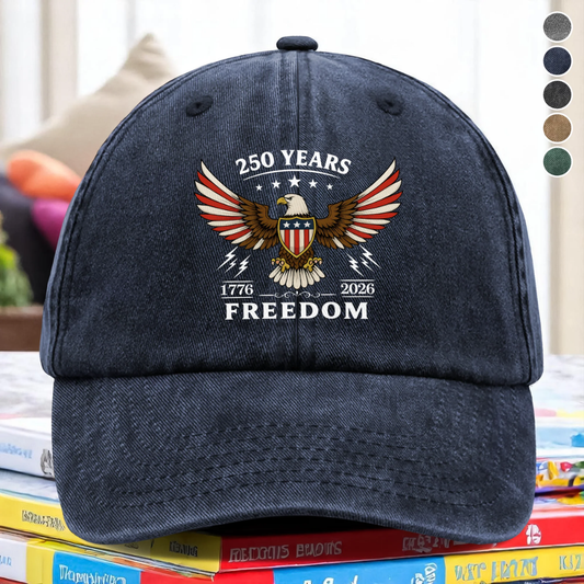America 250th Anniversary 1776 - 2026 250 Years of Freedom Washed Denim Baseball Cap
