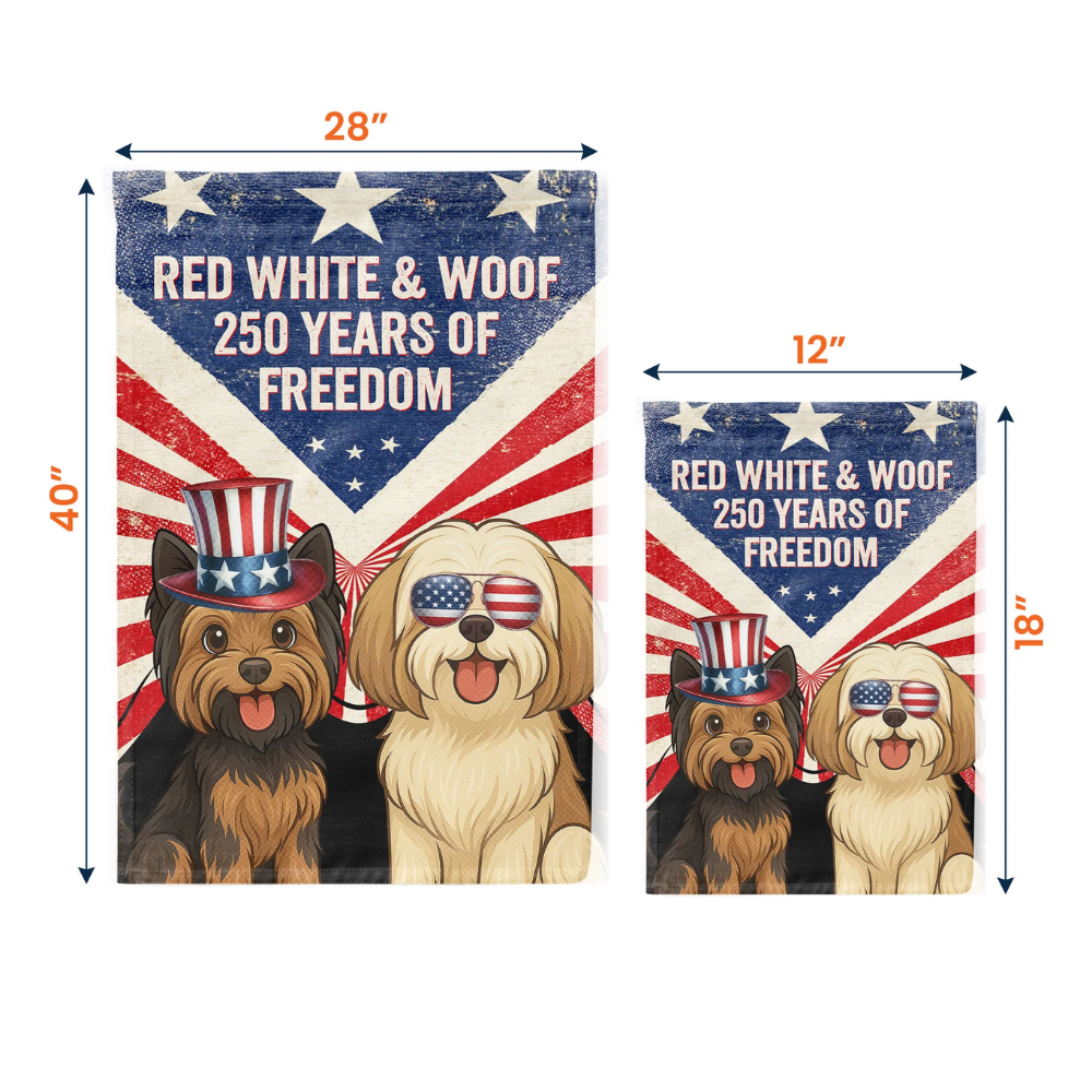 Red White & Woof 250 Years Of Freedom - Vintage Version - Personalized Flag