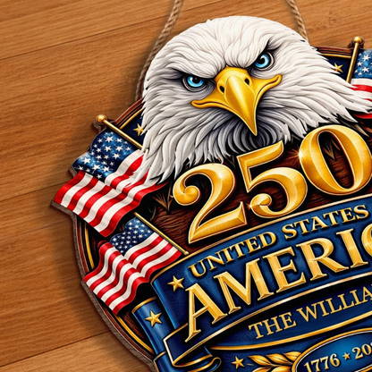 Custom Wood Sign - Personalized America 250th Anniversary Gifts - Proud Hearts Stand United