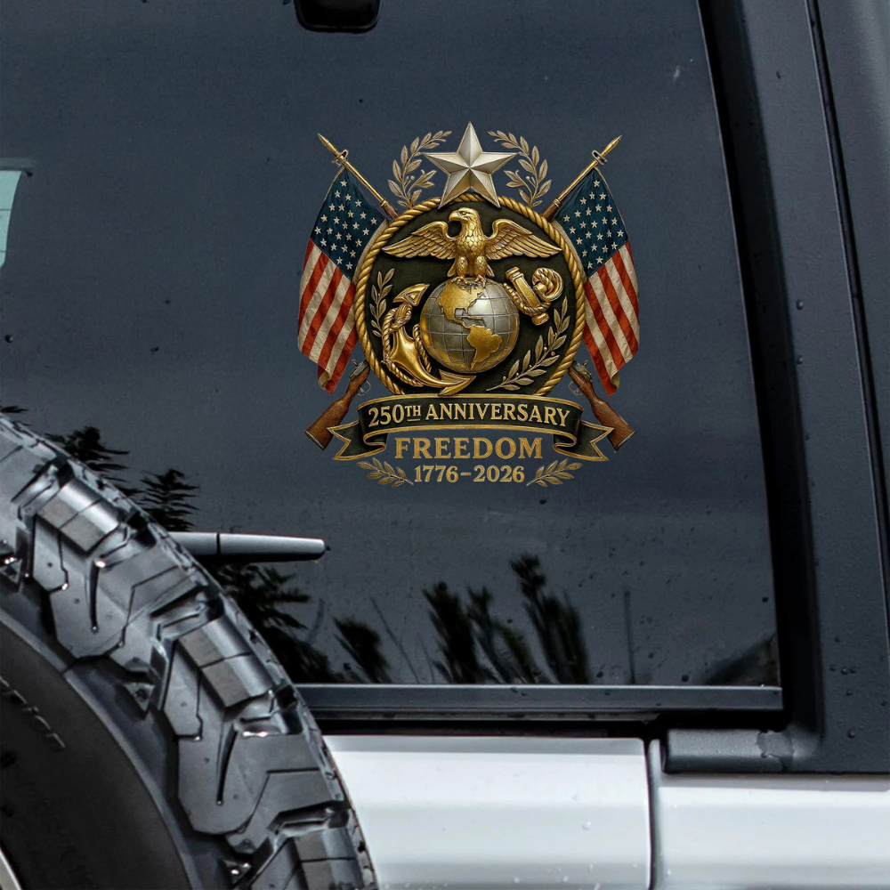 Bald Eagles Guns 250th Anniversary Freedom 1776 - 2026 Car Window Decal Sticker
