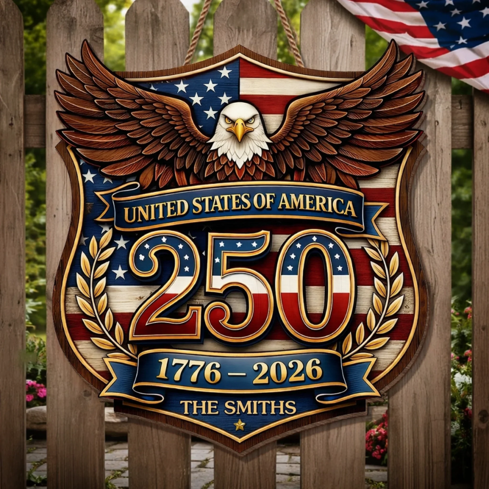 Custom Wood Sign - Personalized America 250th Anniversary Gifts For Mom, Dad - Family Holds Us Together