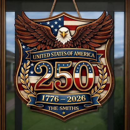 Custom Wood Sign - Personalized America 250th Anniversary Gifts For Mom, Dad - Family Holds Us Together