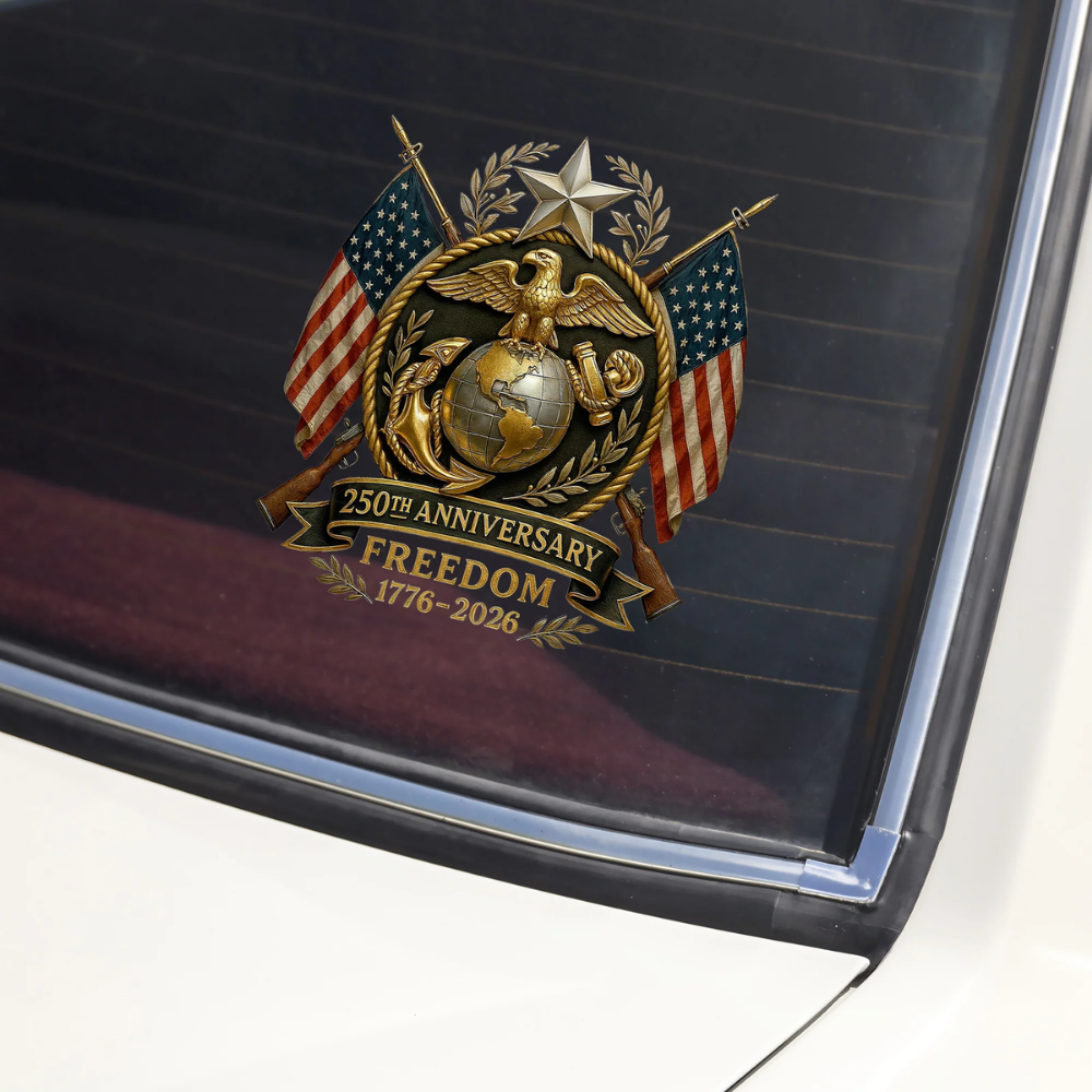Bald Eagles Guns 250th Anniversary Freedom 1776 - 2026 Car Window Decal Sticker