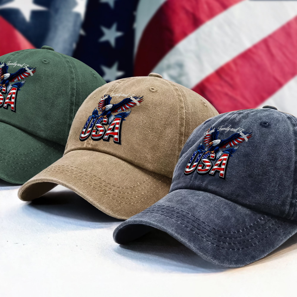 Faith, Family & Freedom America 250 Years Washed Denim Baseball Cap