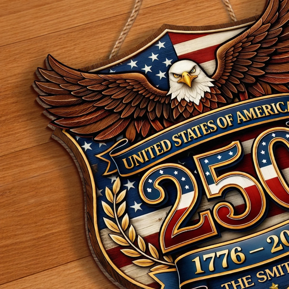 Custom Wood Sign - Personalized America 250th Anniversary Gifts For Mom, Dad - Family Holds Us Together