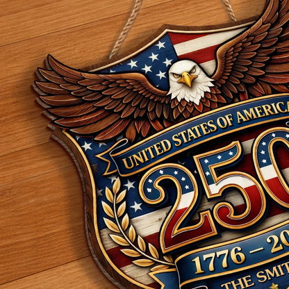 Custom Wood Sign - Personalized America 250th Anniversary Gifts For Mom, Dad - Family Holds Us Together