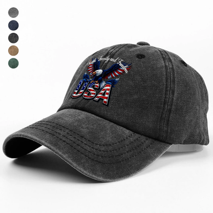 Faith, Family & Freedom America 250 Years Washed Denim Baseball Cap