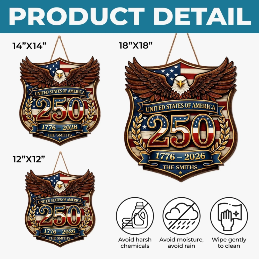 Custom Wood Sign - Personalized America 250th Anniversary Gifts For Mom, Dad - Family Holds Us Together