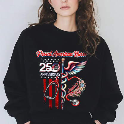Custom Name Proud American Nurse With America 250 Shirt