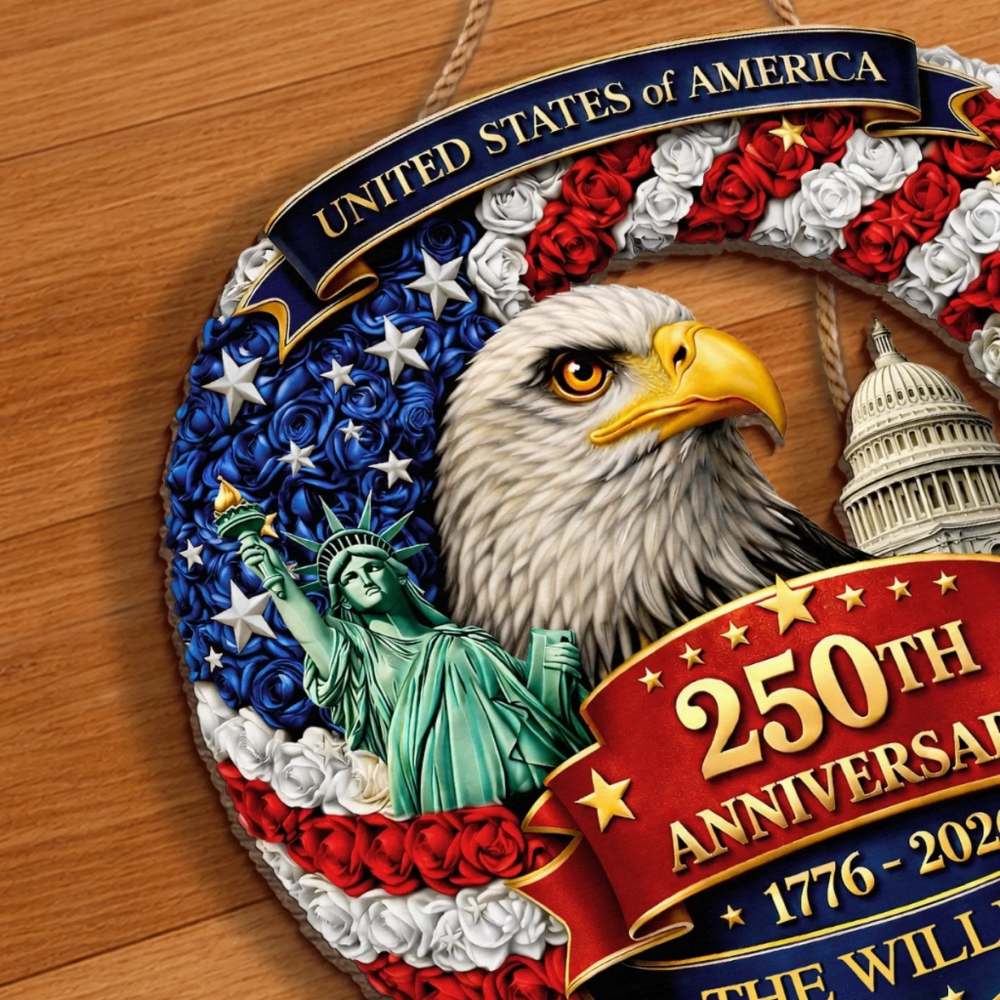 Custom Wood Sign - Personalized America 250th Anniversary - Freedom Looks Good On Us
