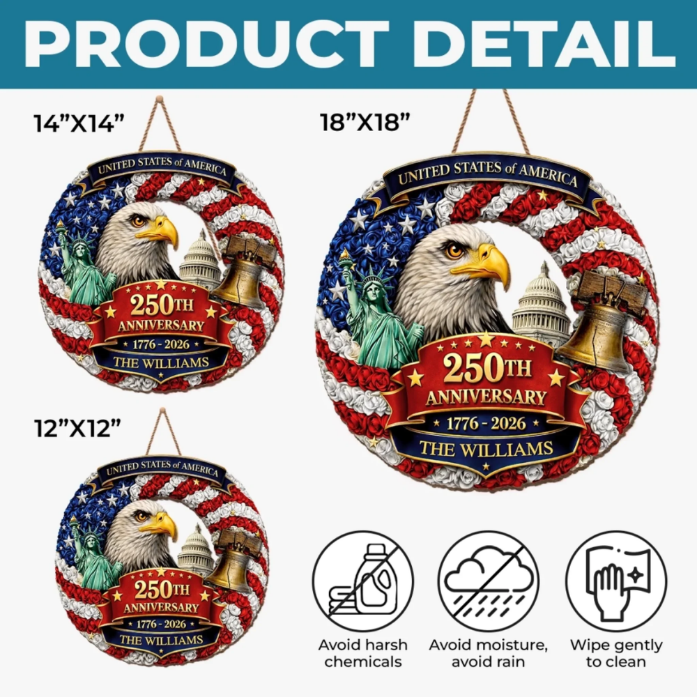 Custom Wood Sign - Personalized America 250th Anniversary - Freedom Looks Good On Us