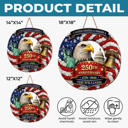 Custom Wood Sign - Personalized America 250th Anniversary - Freedom Looks Good On Us