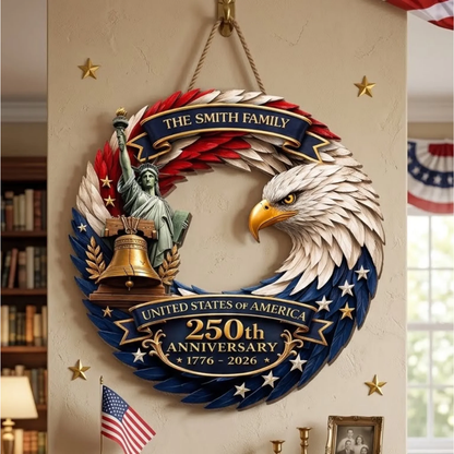 Custom Wood Sign - Personalized America 250th Anniversary Gifts For Mom