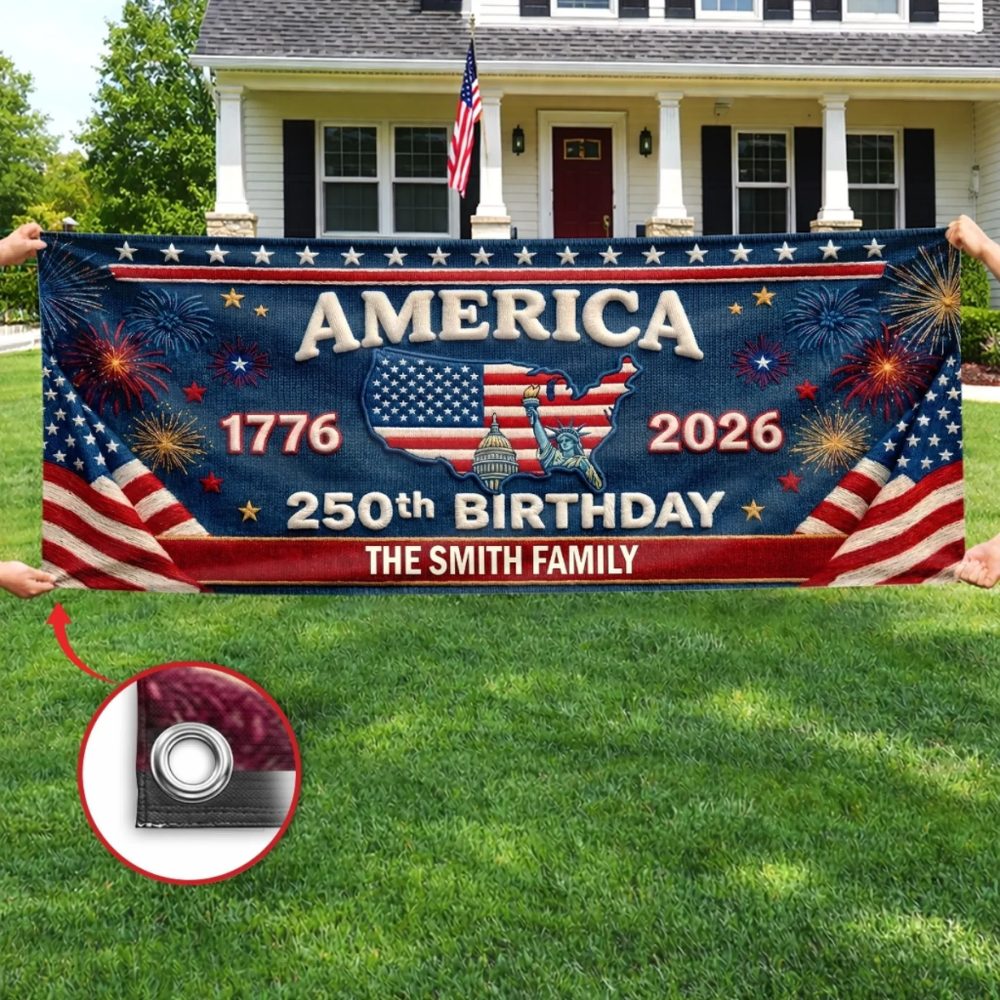 Custom Polyester Outdoor Banner - Personalized America 250th Anniversary Gifts - Bound By Freedom Forever