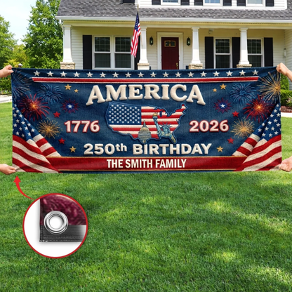 Custom Polyester Outdoor Banner - Personalized America 250th Anniversary Gifts - Bound By Freedom Forever