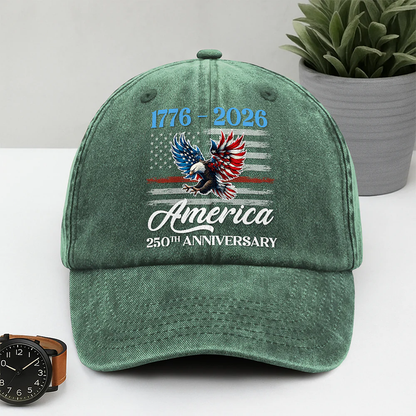 America 250th Anniversary Washed Denim Baseball Cap