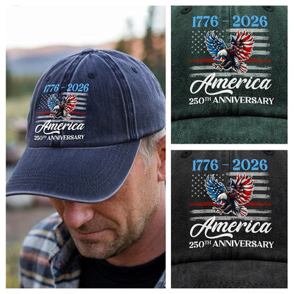 America 250th Anniversary Washed Denim Baseball Cap