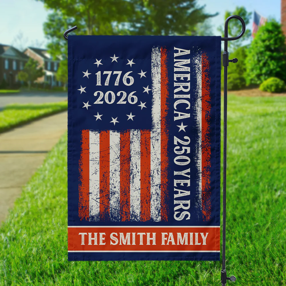 Custom Family Name 250 Years America Flag 250th Birthday 1776-2026 Garden Flag Gift for Family