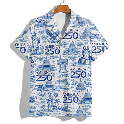 America 250th Anniversary Toile De Jouy Style Hawaii Shirt