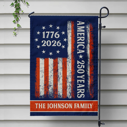 Custom Family Name 250 Years America Flag 250th Birthday 1776-2026 Garden Flag Gift for Family