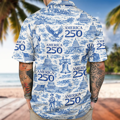 America 250th Anniversary Toile De Jouy Style Hawaii Shirt