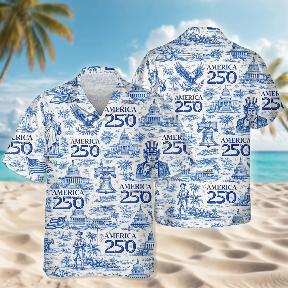 America 250th Anniversary Toile De Jouy Style Hawaii Shirt