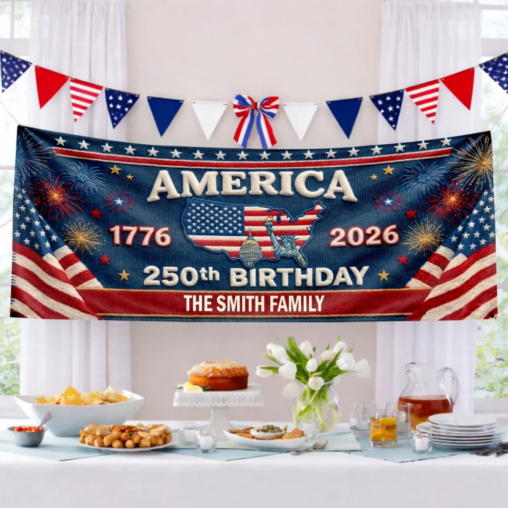 Custom Polyester Outdoor Banner - Personalized America 250th Anniversary Gifts - Bound By Freedom Forever