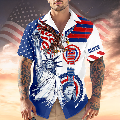 Personalized Custom Name America 4th Of July Hawaii Shirt