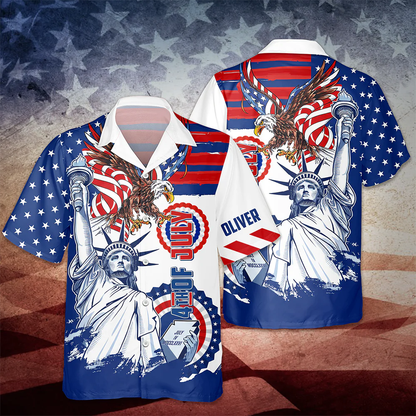 Personalized Custom Name America 4th Of July Hawaii Shirt