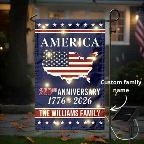 Personalized Family Name America 250th Anniversary LED Garden Flag