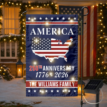 Personalized Family Name America 250th Anniversary LED Garden Flag