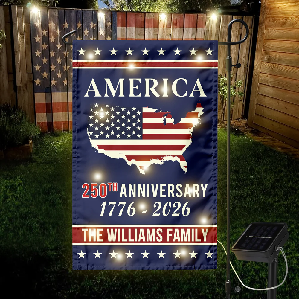 Personalized Family Name America 250th Anniversary LED Garden Flag