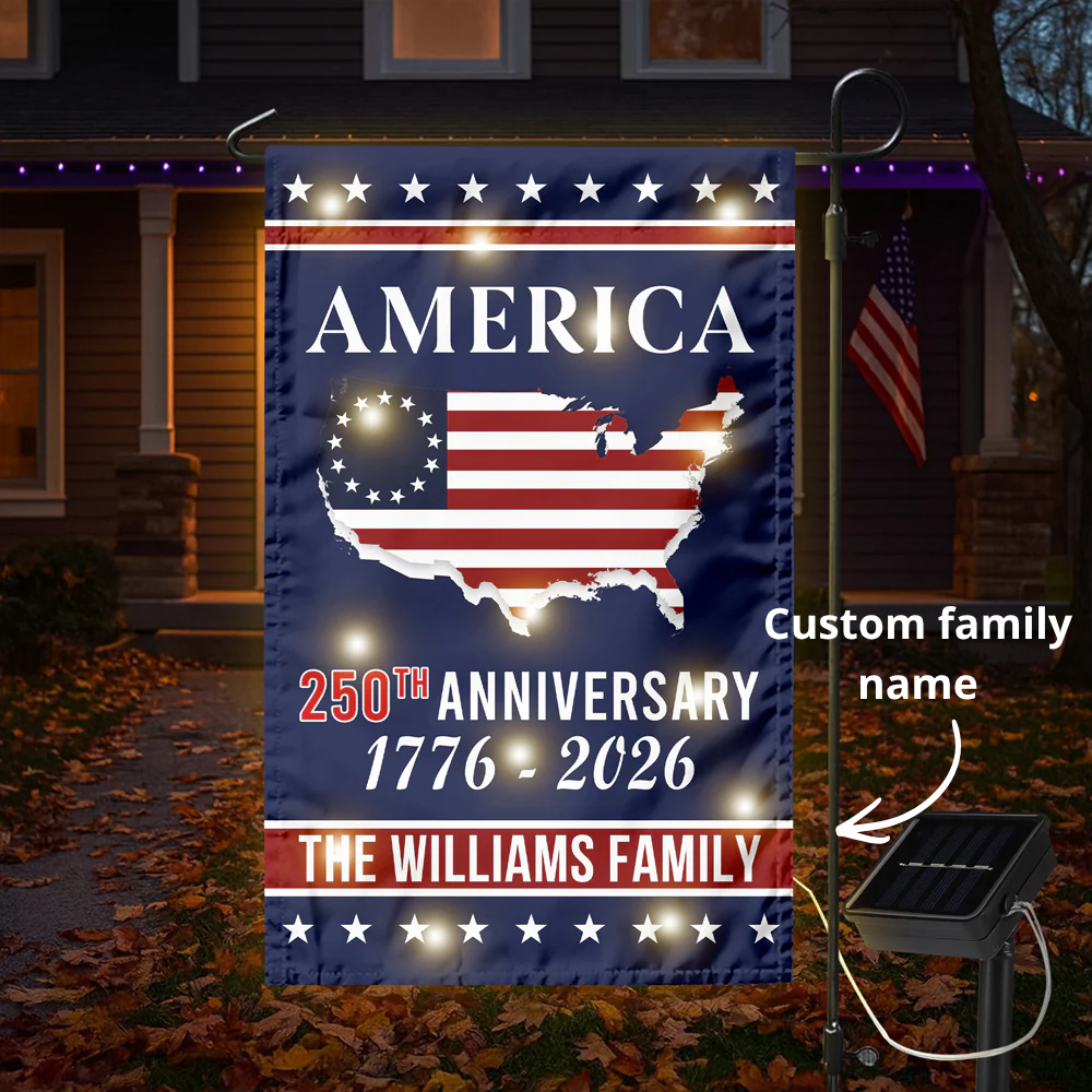 Personalized Family Name America 250th Anniversary LED Garden Flag