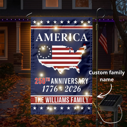 Personalized Family Name America 250th Anniversary LED Garden Flag