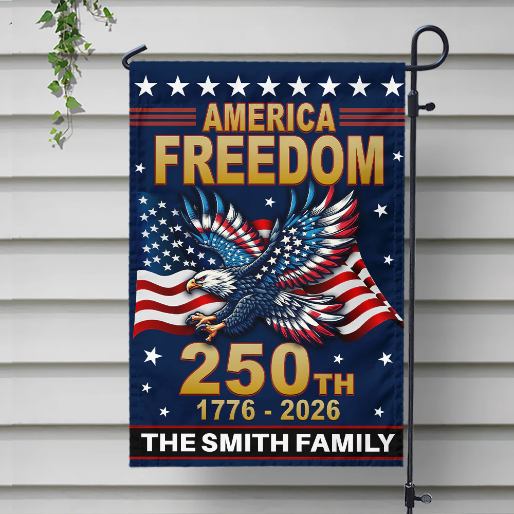 America 250th Independence Anniversary Personalized Garden Flag Patriotic Gift