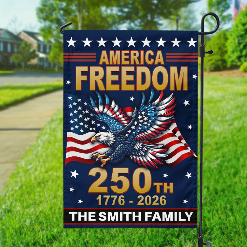 America 250th Independence Anniversary Personalized Garden Flag Patriotic Gift