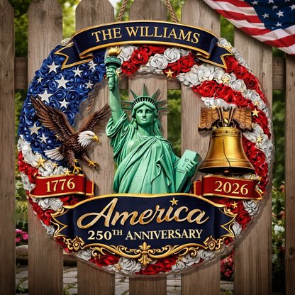 Custom Wood Sign - Personalized America 250th Anniversary - United In Freedom Since 1776