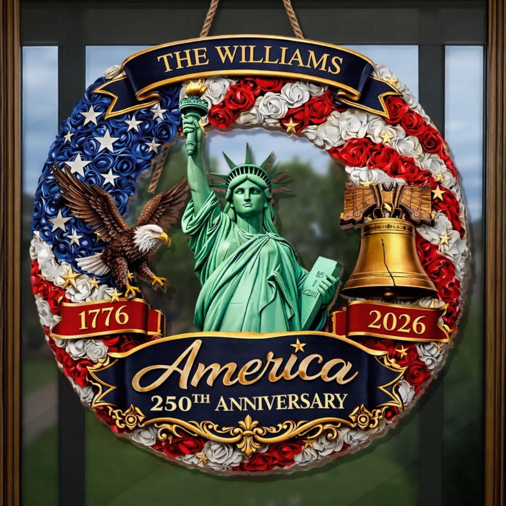 Custom Wood Sign - Personalized America 250th Anniversary - United In Freedom Since 1776