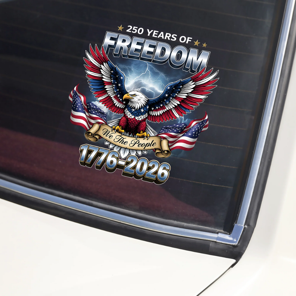 Flag Vintage 250 Years American 1776 2026 250th USA Birthday Car Window Decal Sticker