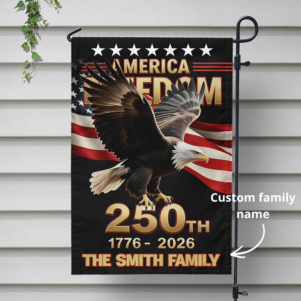 Custom Family Name 250th U.S. Independence Anniversary Personalized Garden Flag