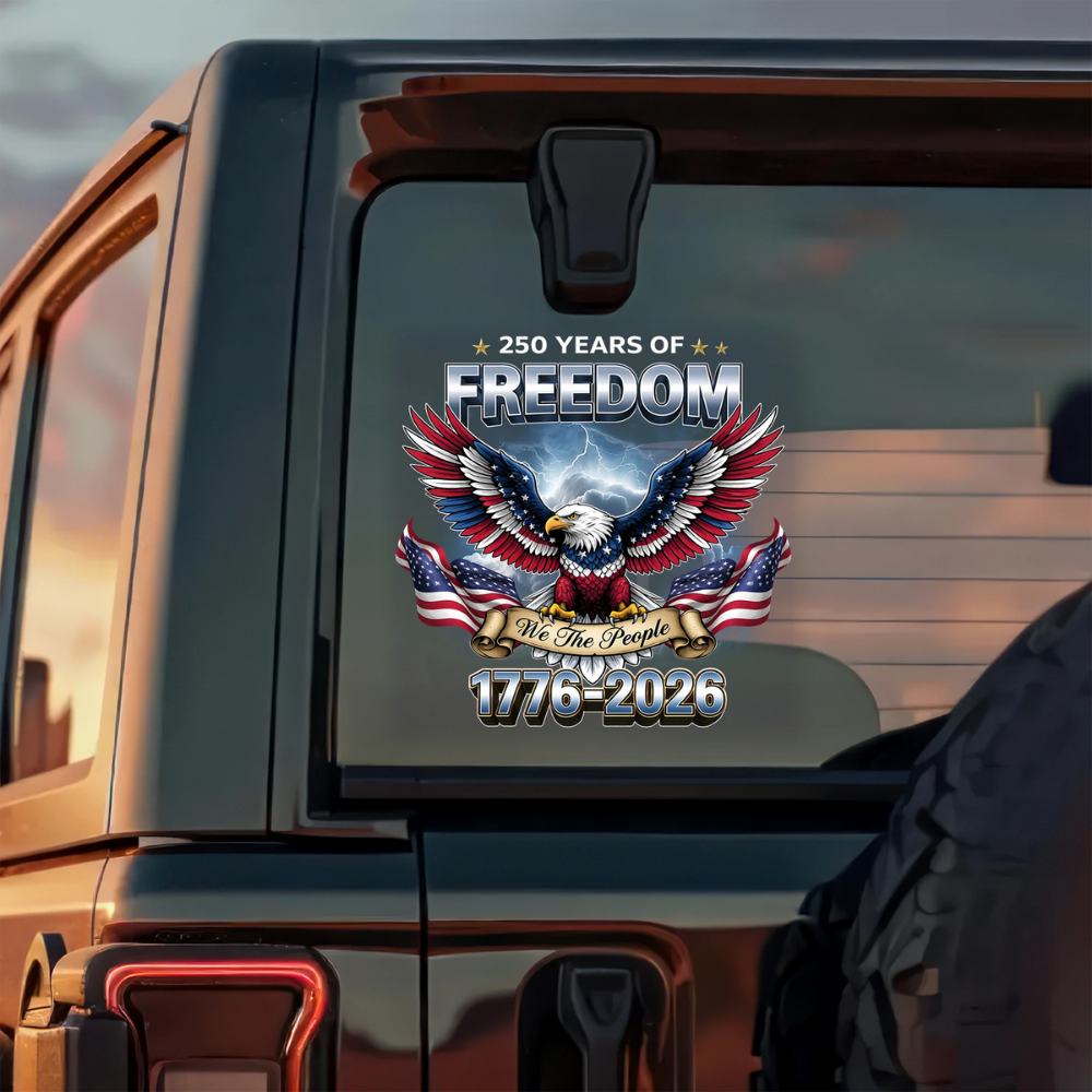 Flag Vintage 250 Years American 1776 2026 250th USA Birthday Car Window Decal Sticker