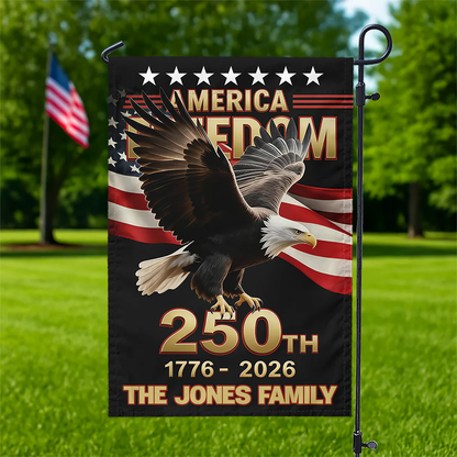 Custom Family Name 250th U.S. Independence Anniversary Personalized Garden Flag