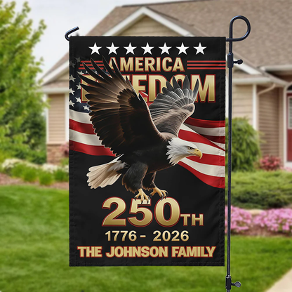 Custom Family Name 250th U.S. Independence Anniversary Personalized Garden Flag