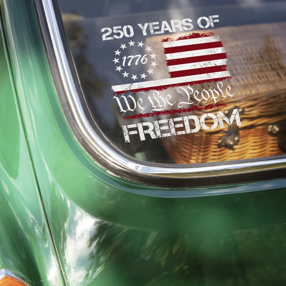 We The People 1776-2026 Patriotic 250th Birthday Car Window Decal Sticker